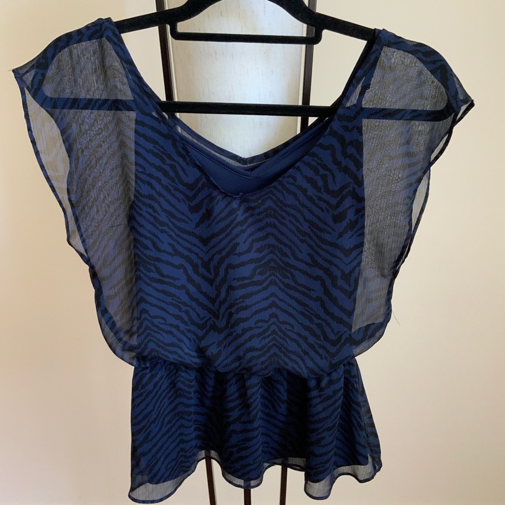 Express Blue Zebra Two-Fer Top